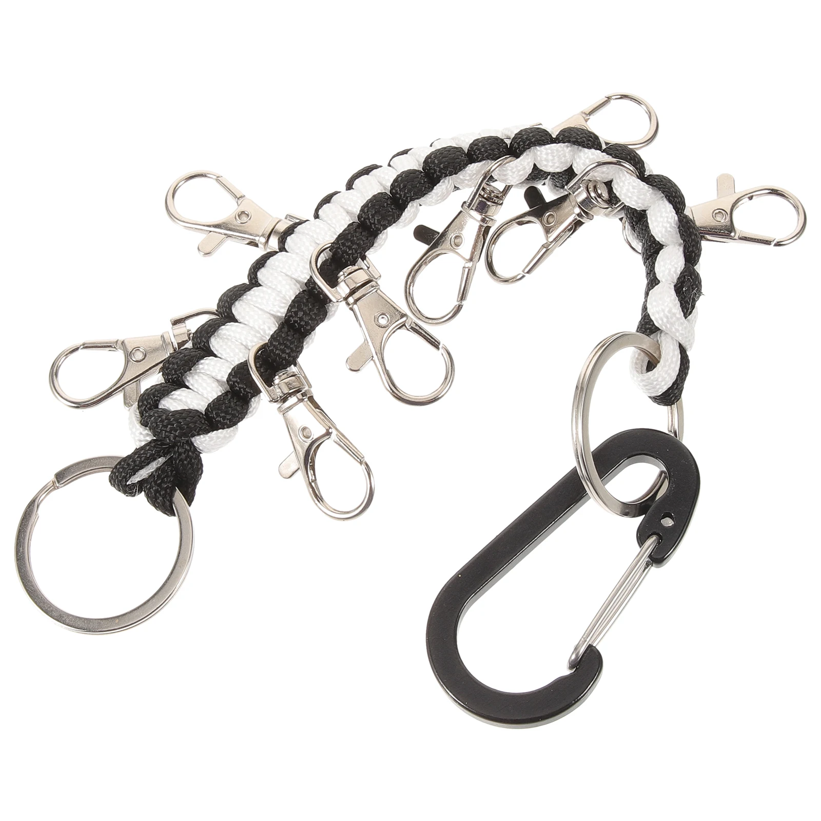 

Paracord Lanyard Keychain Black White Braided Rope Buckle Outdoor Camping Tool Holder Carabiner Clip For Keys Phone Cheer Bow