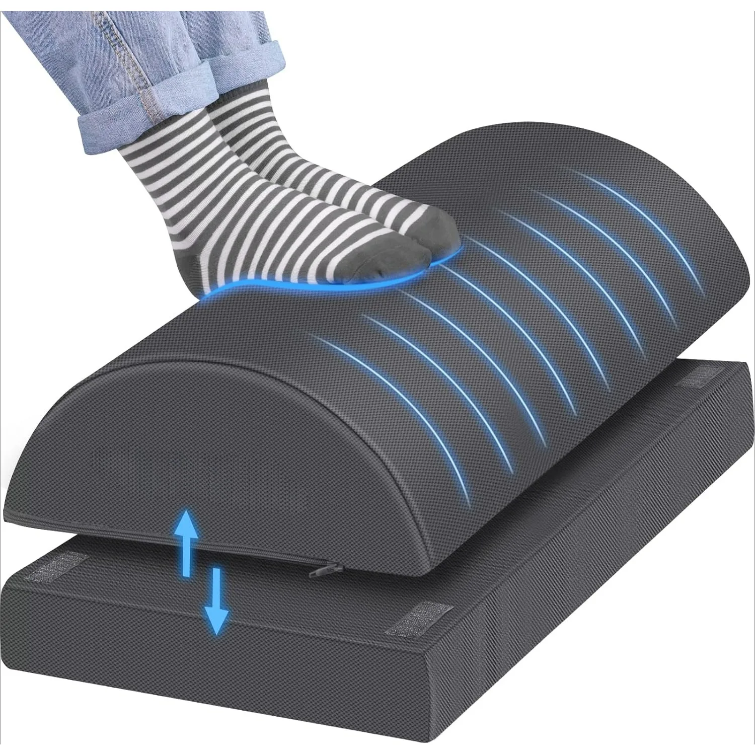 

Многофункциональная скамейка на подставке для ног с моющимся чехлом, 2 регулируемыми по высоте, снимающая боль в спине, талии и колене, серая