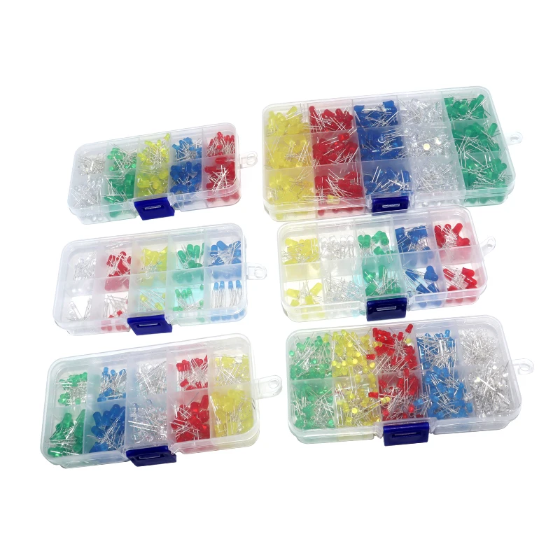 F3 F5 LED Diode Diverse Kits Wit Groen Rood Blauw Geel 3MM 5MM Light Emitting Diode Elektronische Kit Box - afbeelding 2