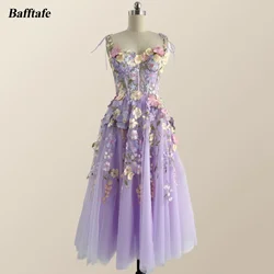 Bafftafe-Vestidos cortos florales de lavanda para graduación, corsé ajustado con huesos, correas bordadas, vestidos de fiesta, vestidos para ocasiones formales personalizados