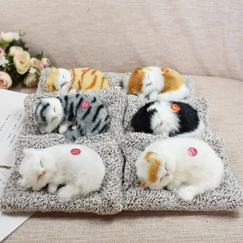 

Simulation Sleeping Cat Stuffed Animals Display Mold Portable Fake Cat Kittens Doll Ornaments Decoration Kids Gift