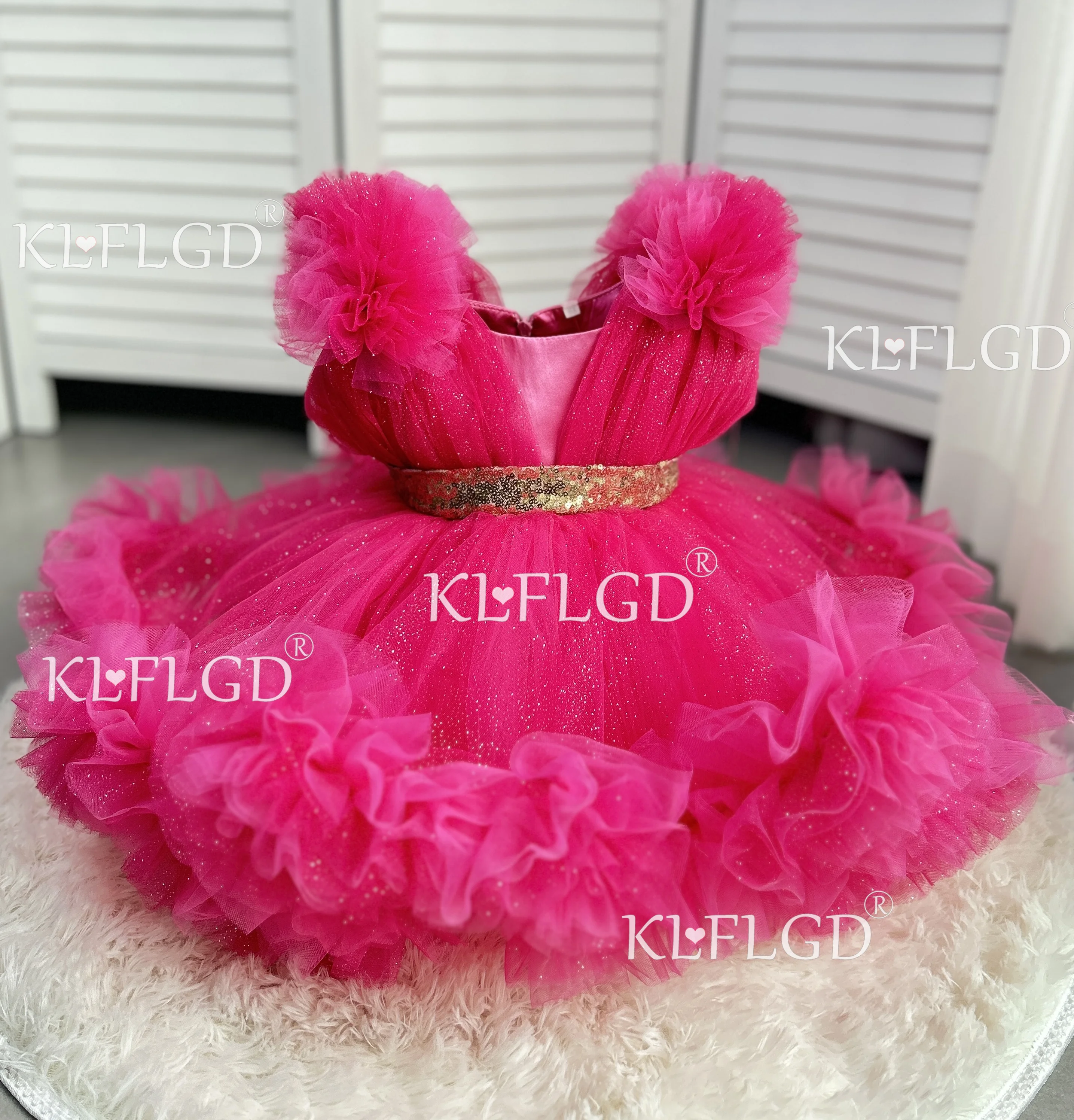 Luxury children's clothes Baby's first birthday party dress Flower child wedding dress Girls carnival performance clothes