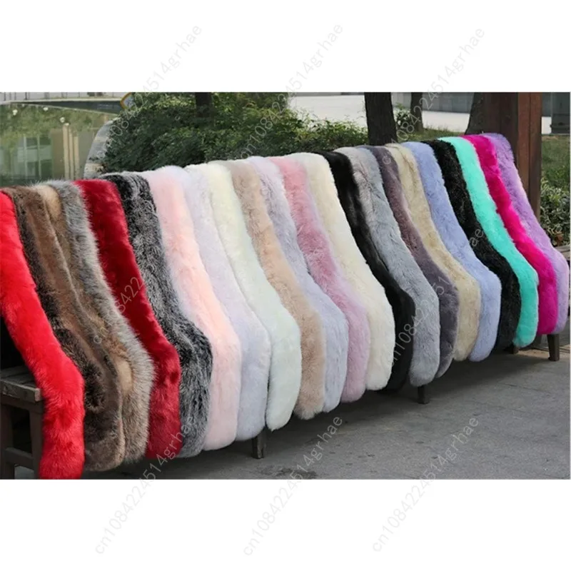 طويل الرجال النساء فو الفراء طوق شتاء دافئ التفاف سرق وشاح شال تتغاضى #5