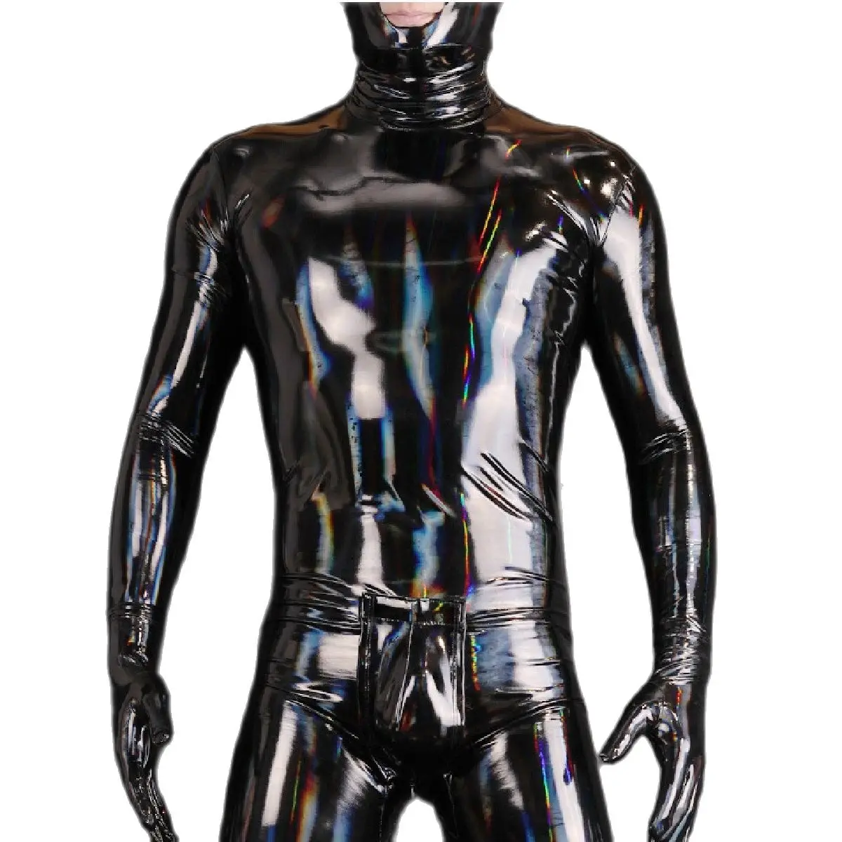 4pcs/Set Leather Clothing PVC Dazzle Colour All-Linclusive Bodysuit Cosplay Bottom Crotch Zipper Zentai Tight Catsuit Jumpsuits