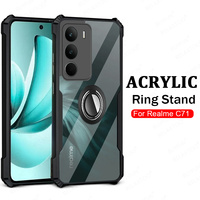Acrylic Clear Back Cover For Realme C71 4G Case Ring Stand Holder Funda Shockproof Coque Realmy Realmi C 71 71C RealmeC71 Global