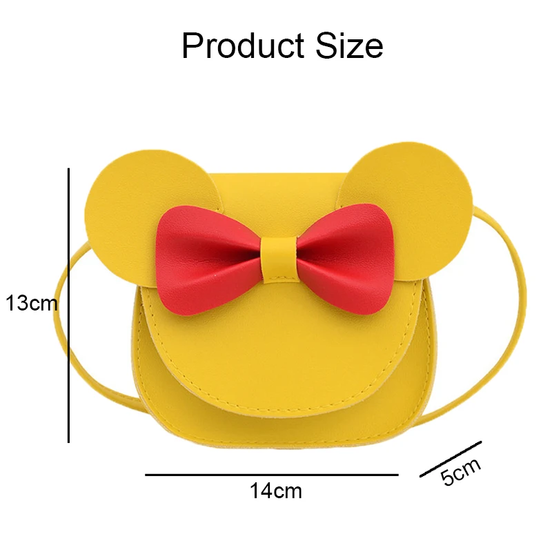 Bolsa Crossbody dos desenhos animados para mulheres, bolsa infantil, bolsas de ombro para meninas, orelha de rato bonito, bolsa Bowknot, moda feminina, designer, novo, 2024