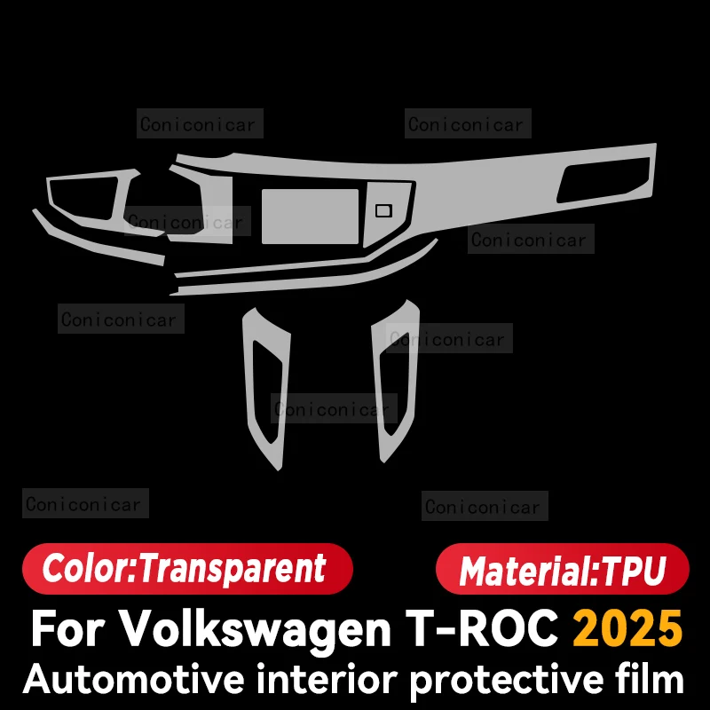 For Volkswagen T-ROC 2025 Panel Dashboard Navigation Automotive Interior Protective Film TPU Anti-Scratch Sticker Protect view 2