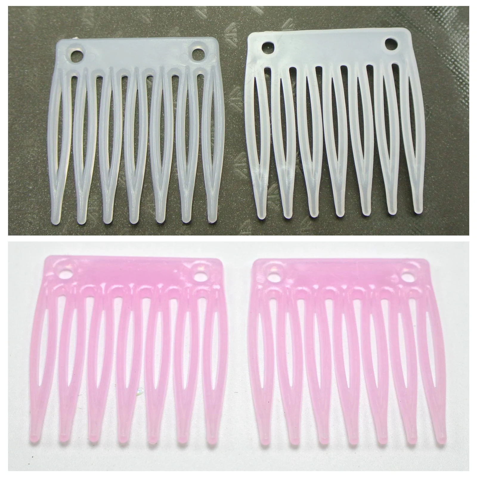 50 White Plastic Mini Hair Clips Side Combs Pin Magic Grip Hair Pins 32mm with Hole  High quality in EU and US quality standard