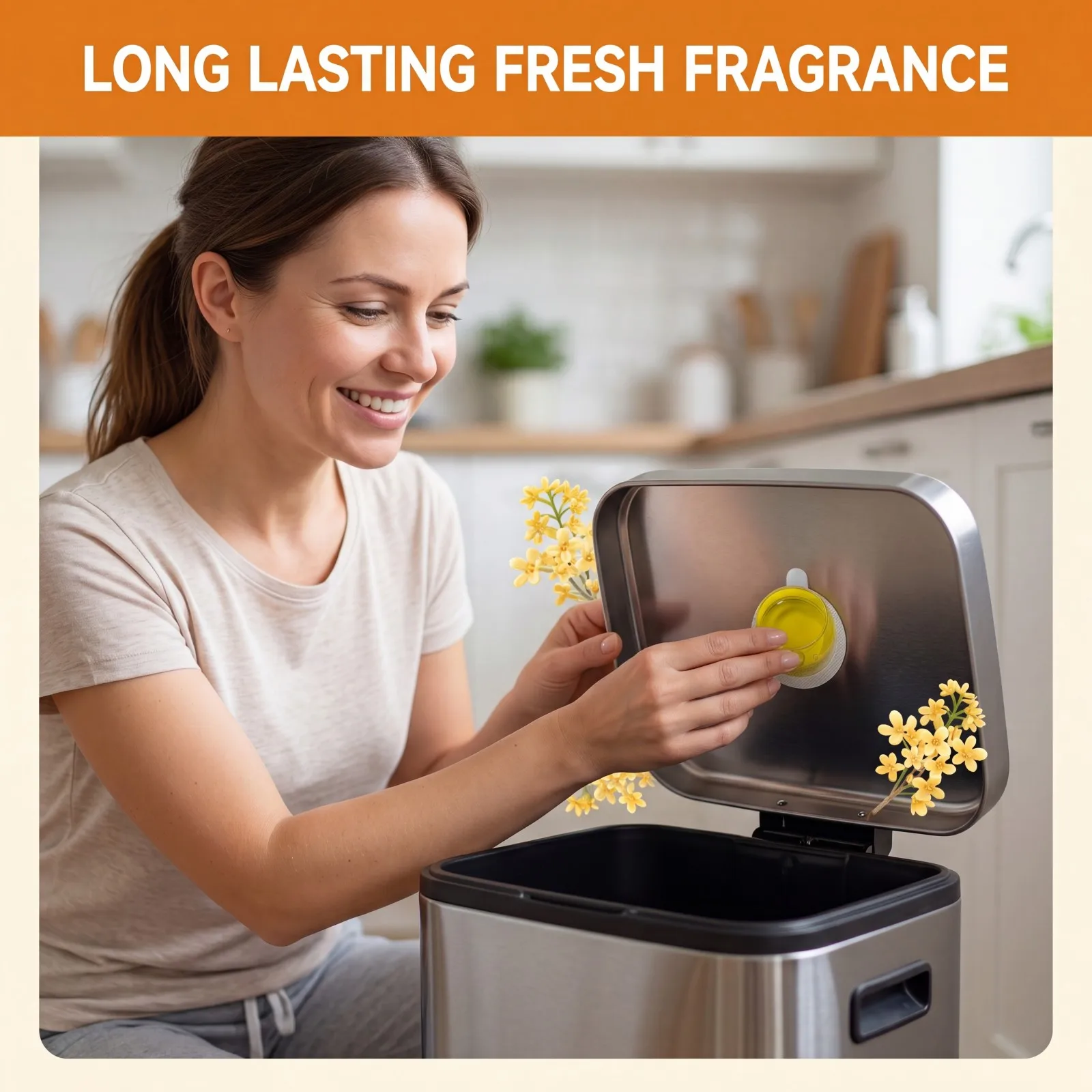 6x Osmanthus Trash Can Deodorizer Eliminate Unpleasant Odor Long Lasting Fresh Scent Air Freshener Sticker for Kitchen Bathroom view 4