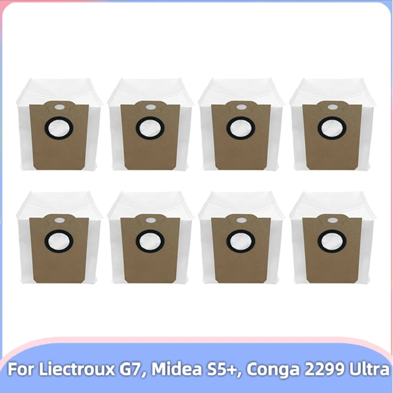 8PCS For Midea S5+ Plus, LIECTROUX G7, Conga 2299 Ultra Home X-Treme / Genesis, EVOLUTION AIRO Vacuum Parts Dust Bag