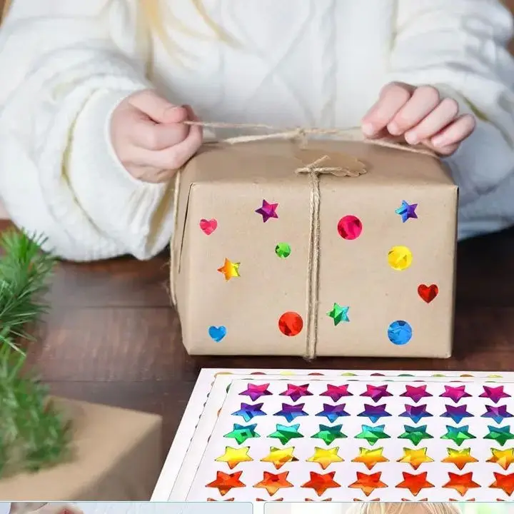 

10Sheets Scrapbook Stickers Color/Laser Star Heart Dot Handicraft DIY Diary Album Rainbow Decoration Accessories