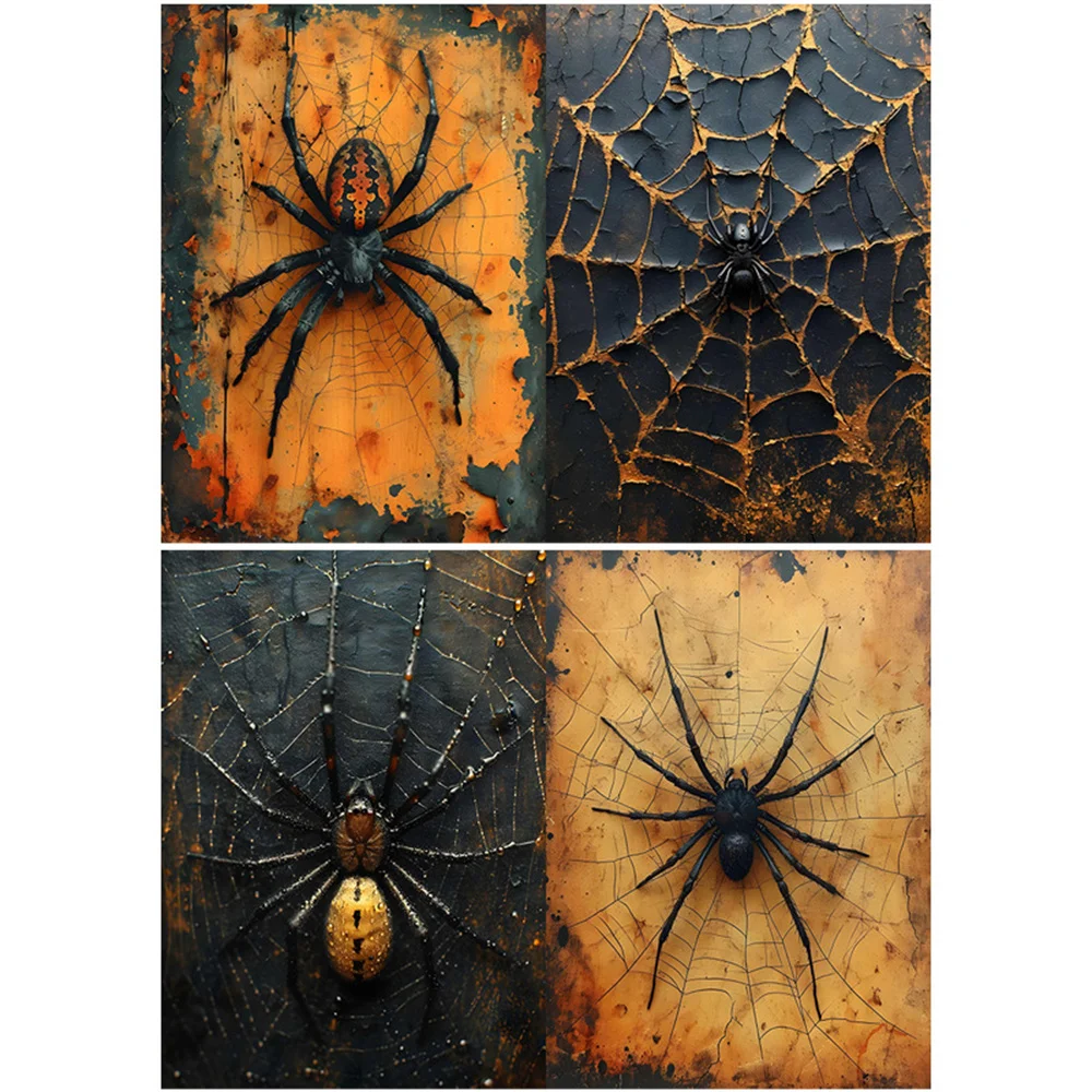 Vintage Style Dark Spider Web Series Pattern Spider World 10 arkuszy Materiał Tło Papier Ręcznie robiony śmieci Materiały do dzienników