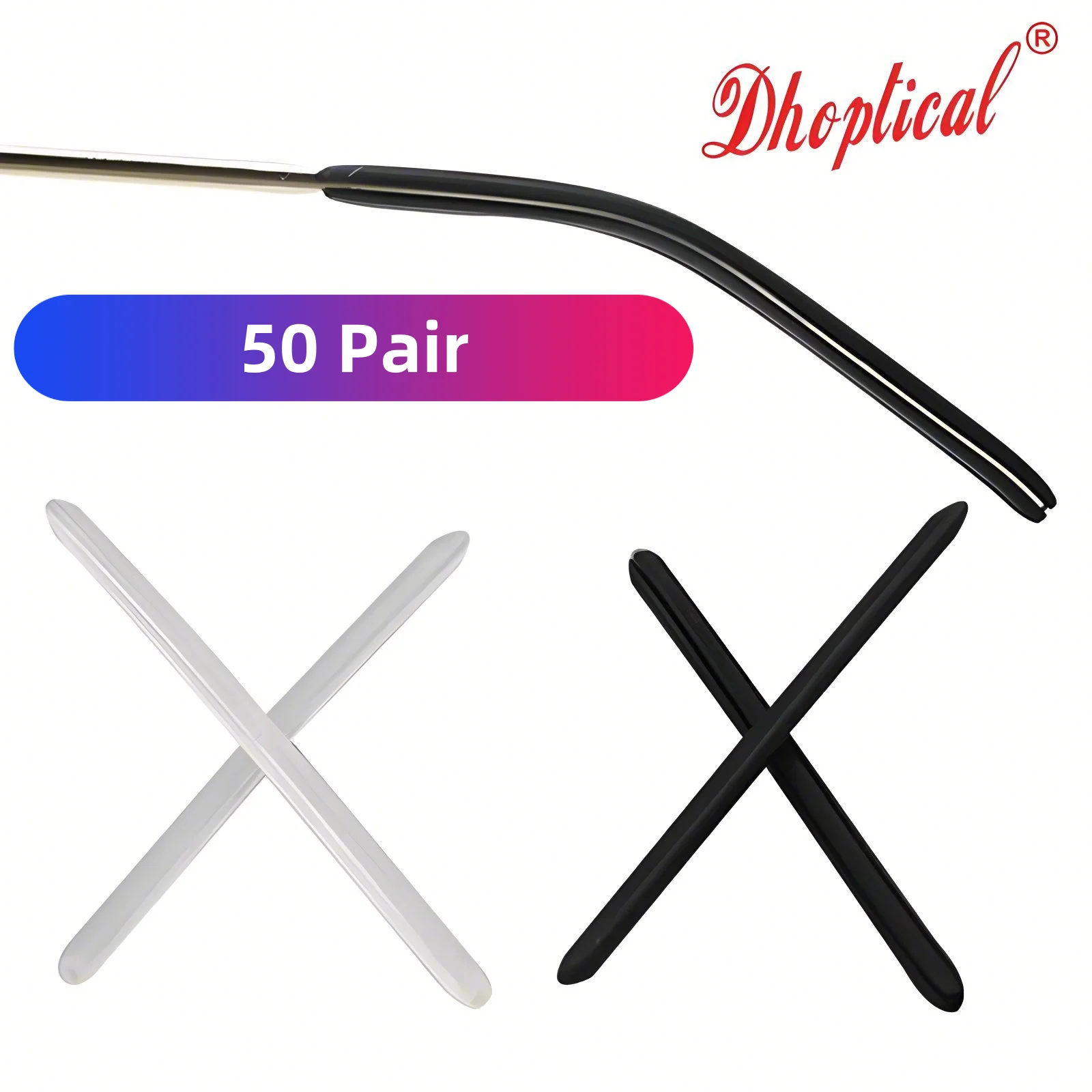 

100 Pcs Eyeglasses Temple Tips Card Slot Silicone Eyewear Part By Dhoptical