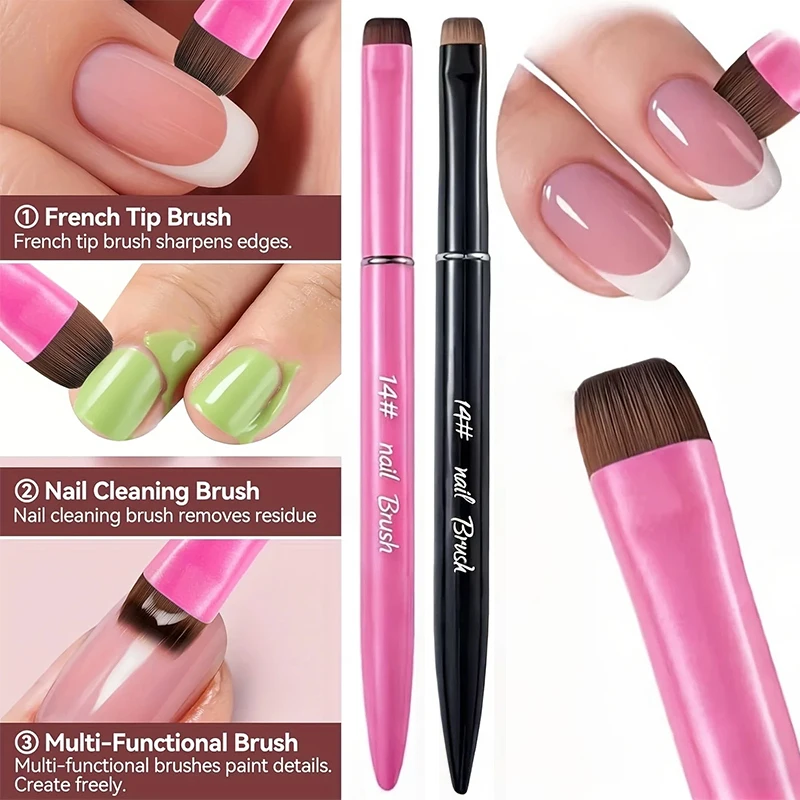 2 Stück 3-in-1-Nagelbürste für französische Maniküre, mit multifunktionalem Bürstenkopf – feine Nagelbürste, geeignet für Gel- und Acrylnägel, für eine präzise Reinigung. – Detail 7