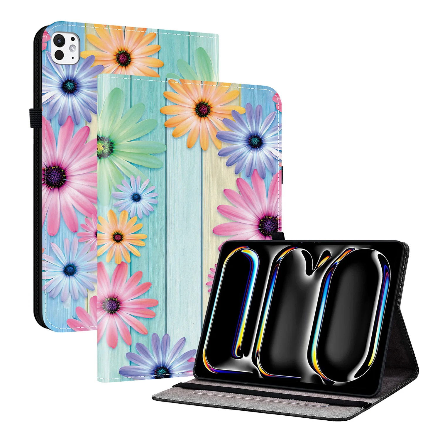 

Задний чехол для планшета из ТПУ для Apple iPad Pro 11 2024 M4, модель A2836 A2837 A3006, чехол-подставка, роскошная роспись с отделениями для карт, держатель для ручек