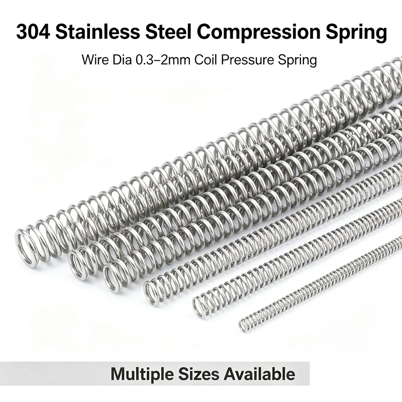 304 Stainless Steel Compression Spring 0.3-2mm Wire Diameter Mini Pressure Coil Spring DIY Model Hardware Mechanical Parts