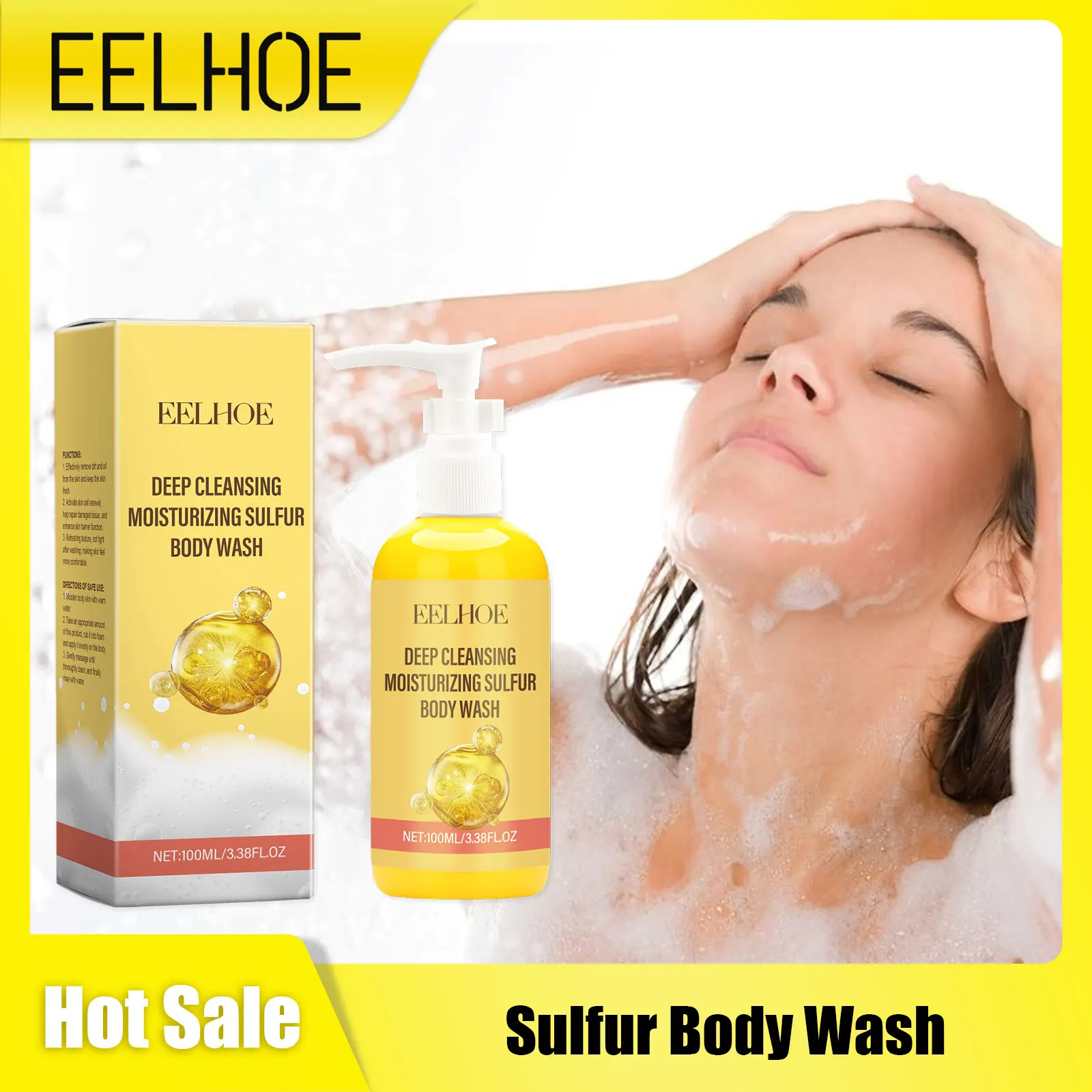 Sulfur Body Wash for Nourishing Dryness Soothing Skin Even Tone Oil Control A-cne Remover Deep Cleansing Clean Pores Shower Gel