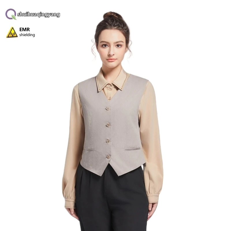 Authentic electromagnetic radiation protective metal fiber suit vests Bank, Office EMF shielding inner and outer wear work vest