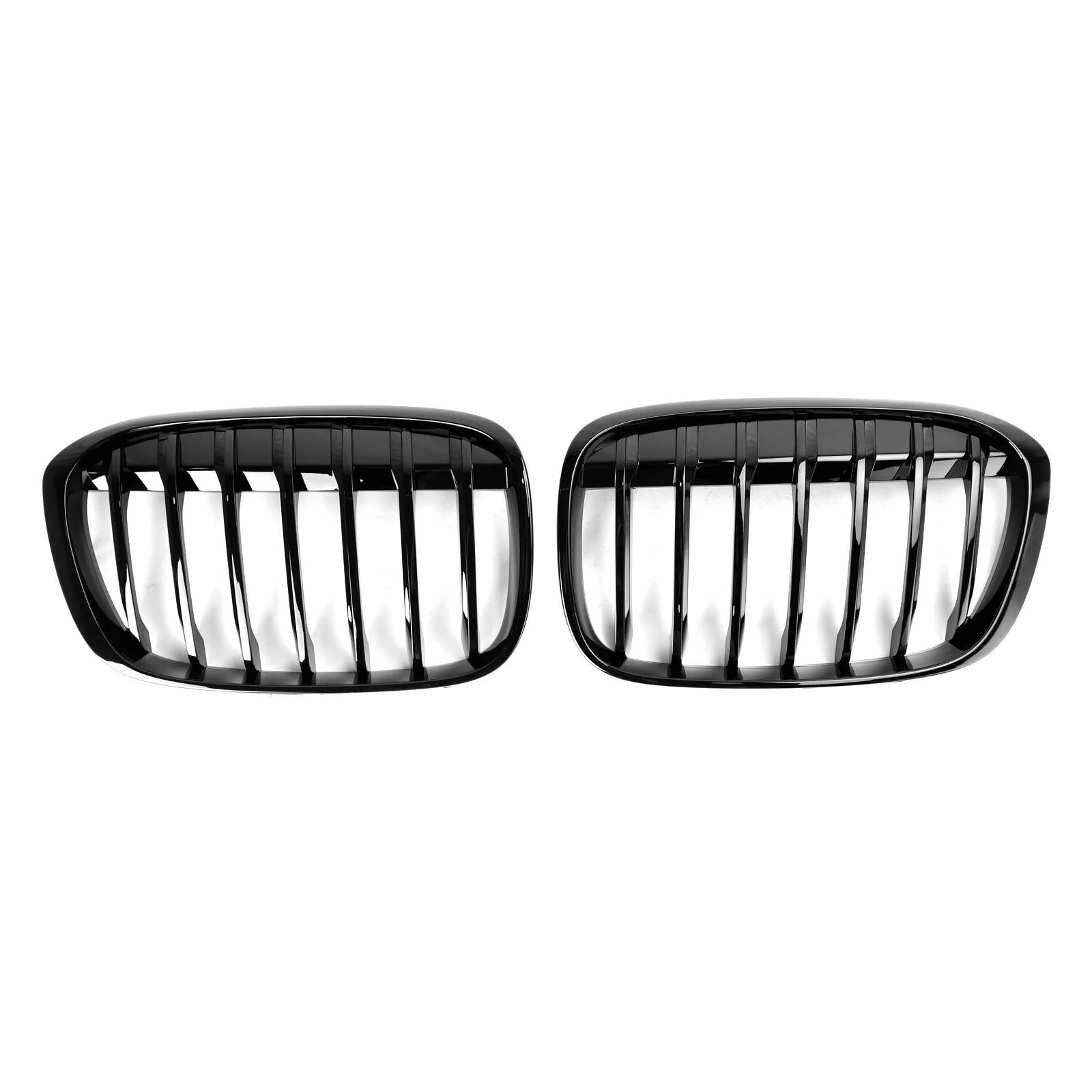 

For BMW X1 F48 F49 2016-2018 2PCS Gloss Black Front Kidney Grille Grill