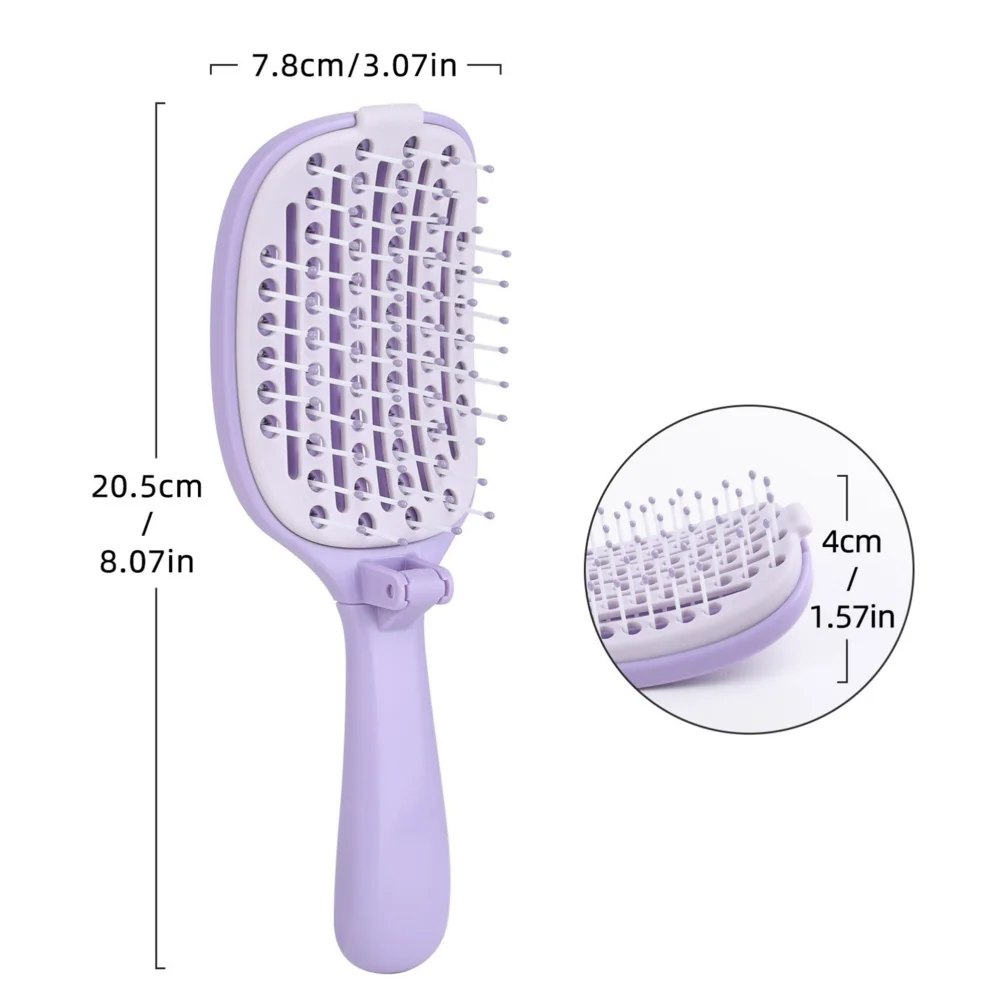 Self Cleaning Hair Brush Foldable Hairstyling Supplies Anti-Static Massage Comb for Women Girls Ladies Wives Mothers Home Salon