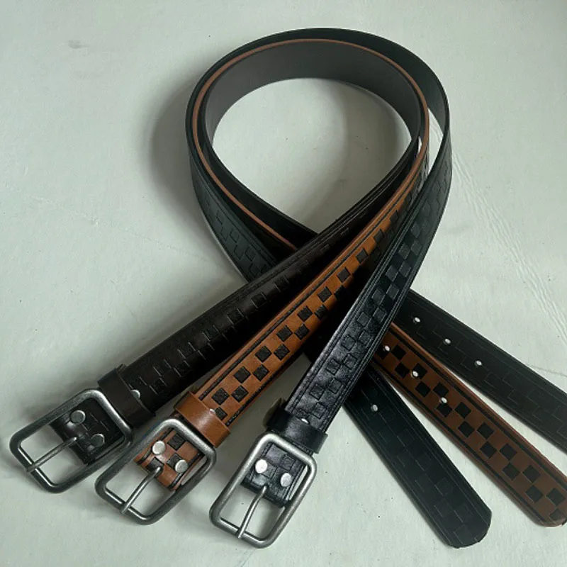 

Ретро-американский металлический ремень с гравировкой в виде черепа и креста, с узором под крокодиловую кожу, модный, универсальный, персонализированный, декоративный.