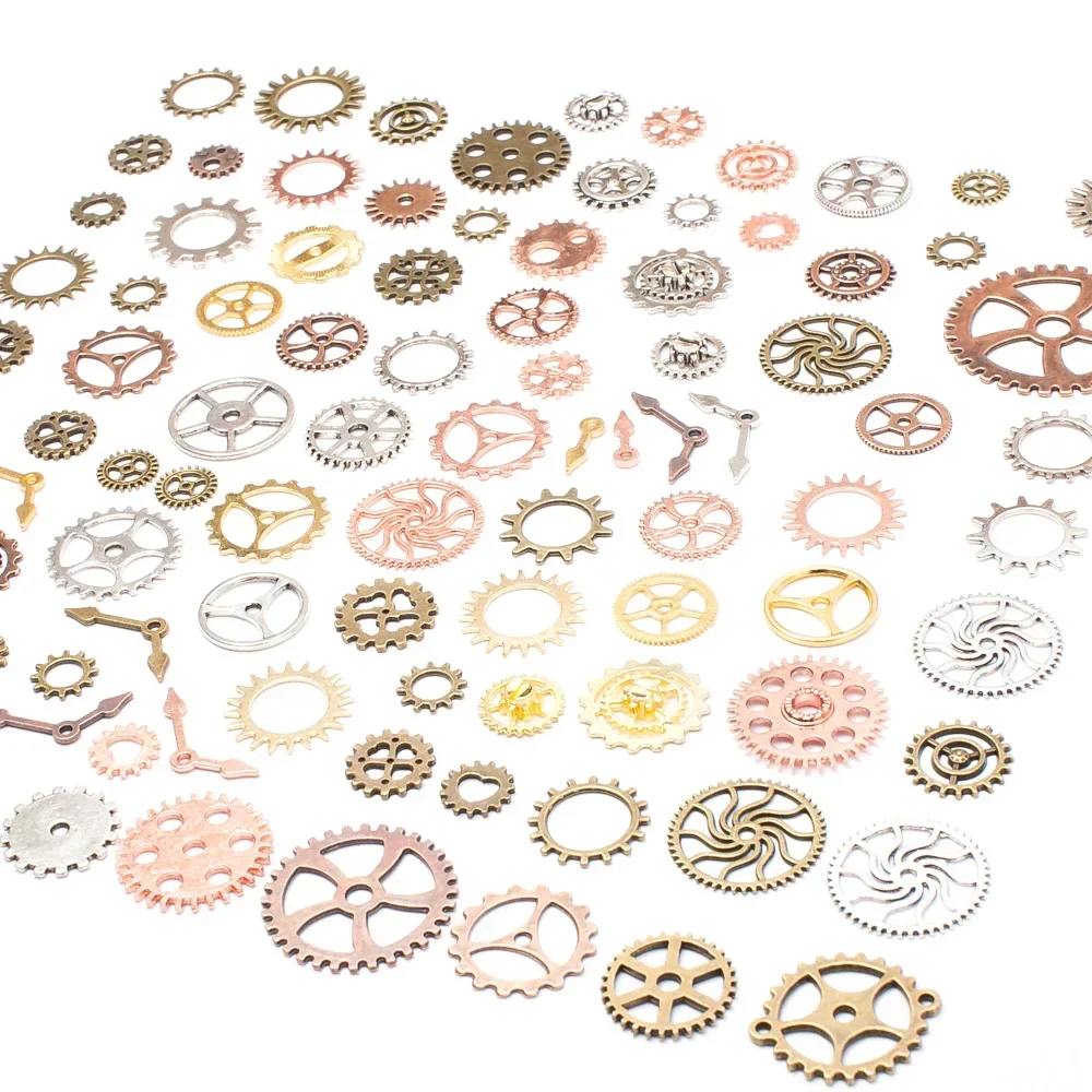 100g/lot Vintage Mixed Steam Punk Gear DIY Accessories Jewelry Making Findings Alloy Metal Mechanical Cogs Steampunk Gears