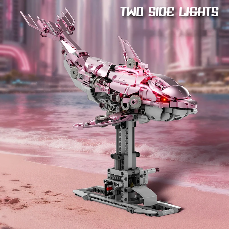 

888PCS Electric Mechanical Dolphin Building Blocks Fish Model Assembled Collectible Toy Ornament Christmas and Birthday Gifts