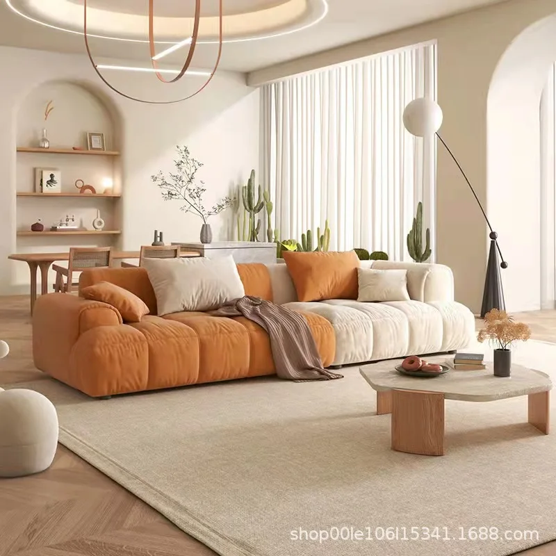 Simple modern technology cloth three or four people leisure living room hotel restaurant homestay furniture combination sofa