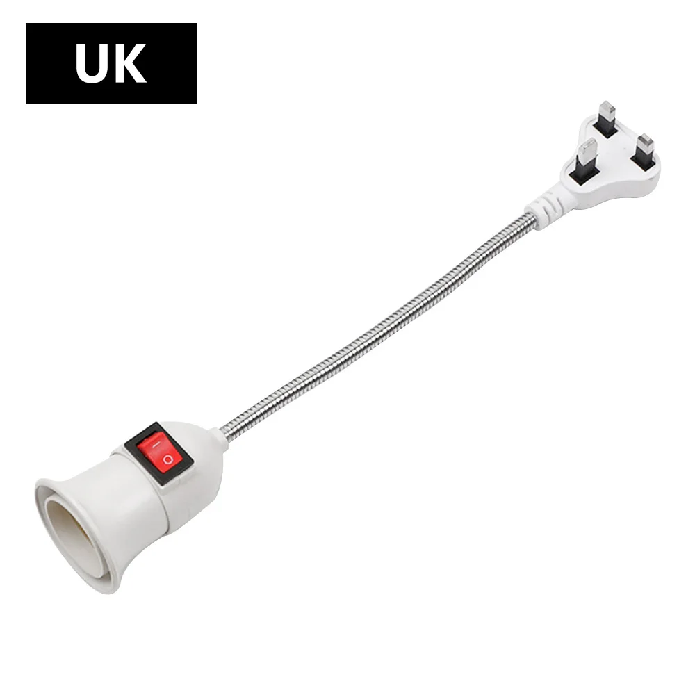 EU/US/UK  Plug E27 Lamp Base Wall Flexible Holder Light Socket Converter Bases On/Off  Book light Adapter Plug Switch