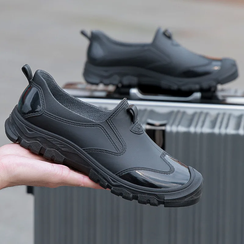 

Korean Style Low Cut Spring Autumn Waterproof Outdoor Rain Shoes Slip-On Men's Chef Shoes Anti-Slip Deep Mouth Plastic Shoes