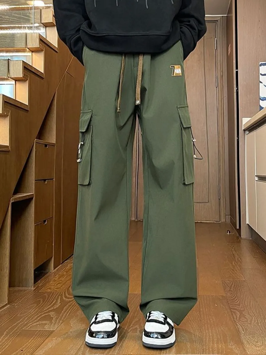 

Мужские однотонные рабочие брюки свободного кроя, повседневные, для города, прямые, зауженные, спортивные, для отдыха, осень 2026