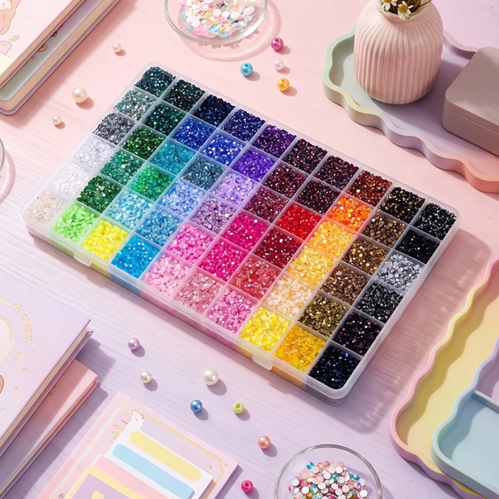 3mm 60-Color 12-Piece Set Bedazzling Kit Ab Resin Jelly Flat-Back Rhinestone Set Diamond Decoration Crystal Mixed Color Gems Suitable for DIY Phone Cases, Clothing, Water Bottles, Decorations, Crafts, Fabric Clothing, Shoes and Hats, Holiday Gifts, Art view 5
