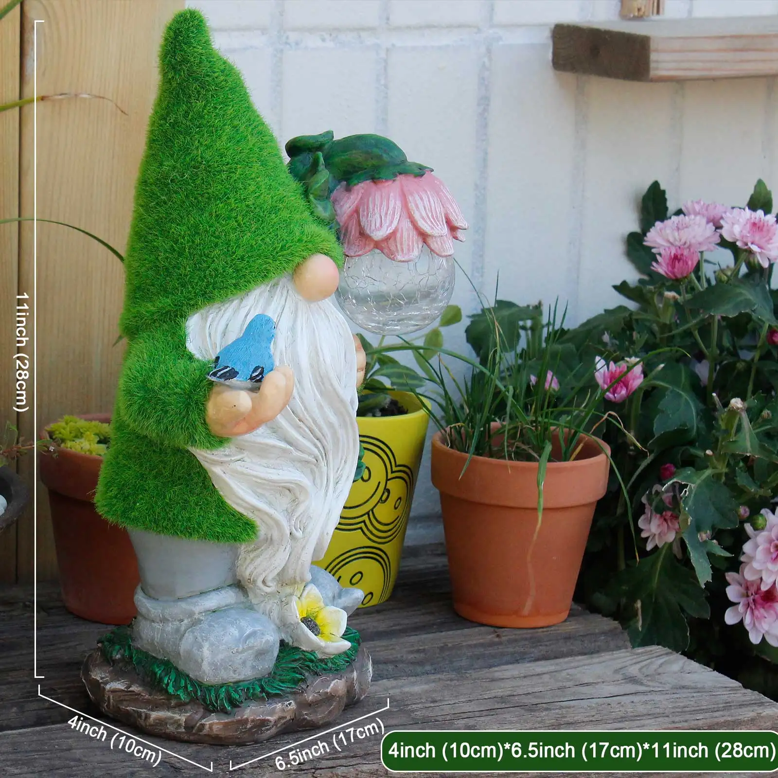Garden Gnome Solar Light Outdoor Waterproof LED Decor for Yard Patio Flower Bed Pathway Water Feature Glow Night Light Figurine