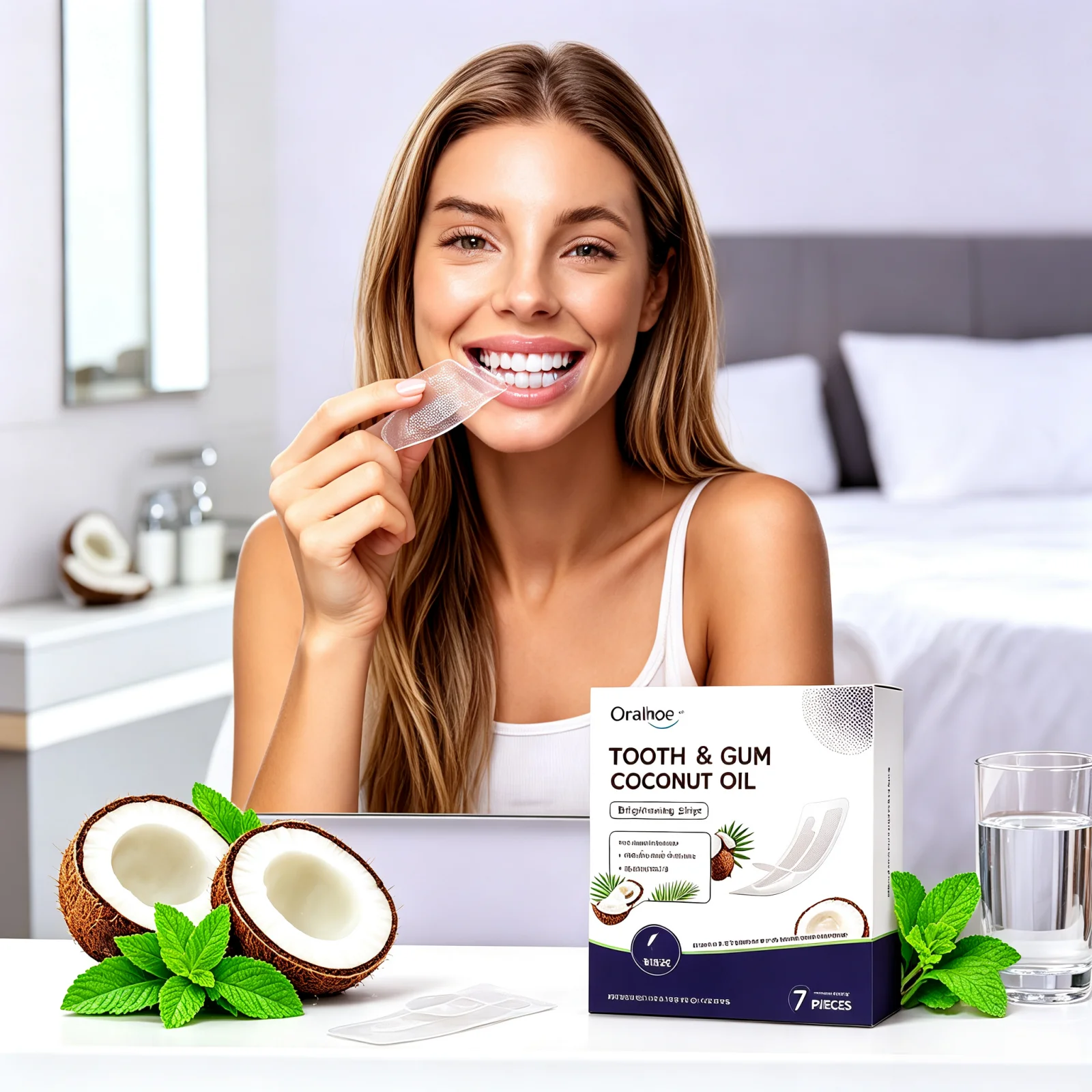 Oralhoe Whitening Strips for T - đánh giá và giá Teeth Whitening With Coconut Oil