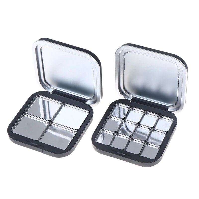PP Empty Square Makeup Palette Magnetic Suction With Mirror Eyeshadow Blush Matte Black Box With Pan Cosmetic Blush Container