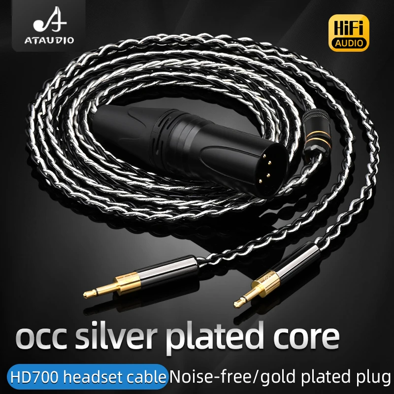 

ATAUDIO HiFi Headphone Cable 8 Shares OCC Silver Plated Core HD700 Headset 4pin for HD700 Amplifer