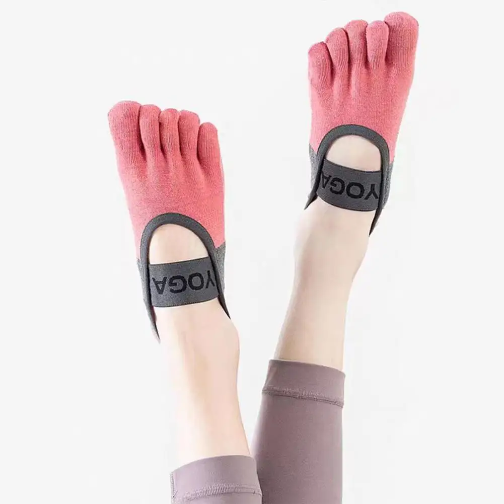 

Breathable Workout Socks Women’s Non-slip Five Toe Yoga Socks with Grips Ballet-style Studio Exercise Footwear Premium Combed