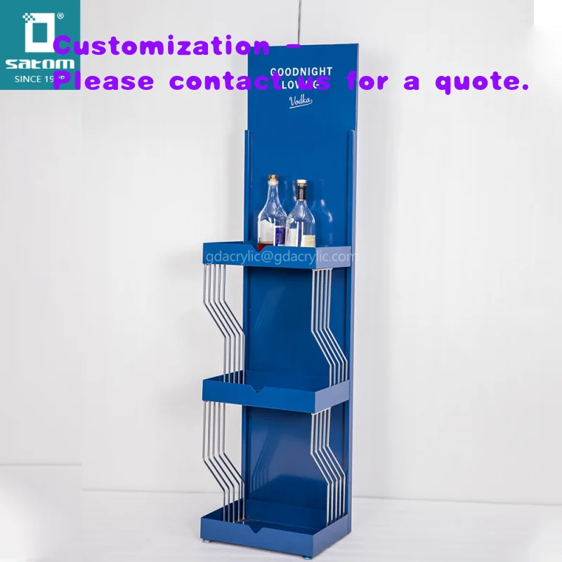 custom.Liquor Bottle Floor Display Stands Shelves Rack Metallic Retail Store Display