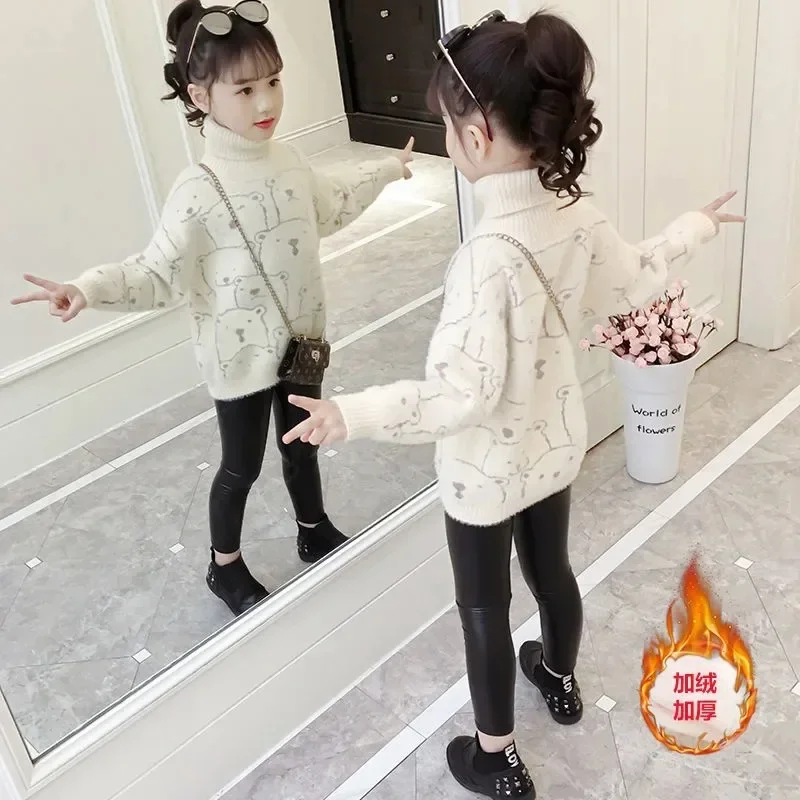 Girls Sweater 2024 Autumn Winter New Children's Fashion Plush Thickened Thread Sweater toddler girl cardigan 6 5 4 12 Years Old