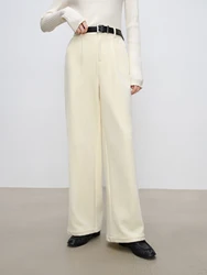 ZIQIAO Elegant Style White Casual Mopping Pants For Women 2024 New Design Autumn Winter Gentle Office Lady Long Pants 24ZQ94245