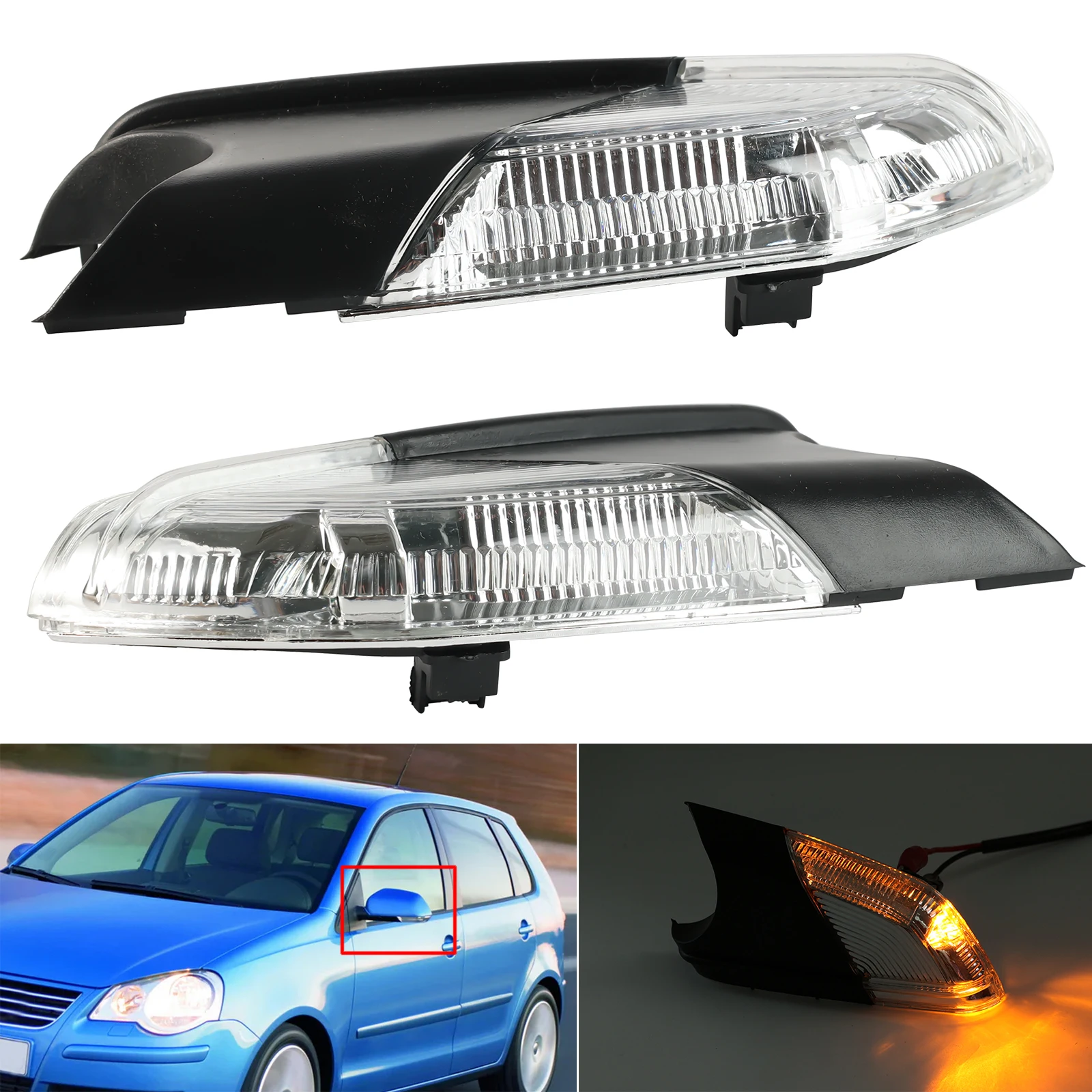 Indicateur de rétroviseur LED gauche/droite pour voiture, clignotant pour VW Polo MK5 9N Hatchback 2005 – 2009 Skoda Octavia 2004 – 2010, lumière ambre
