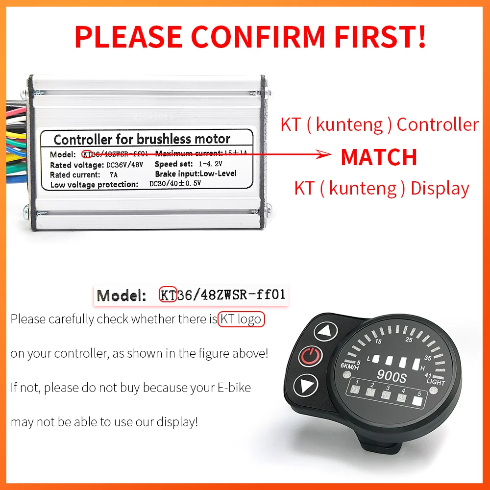 EBike Display KT LED-900S 24V 36V 48V SM/Waterproof Connect Electric Bicycle Accessories Display