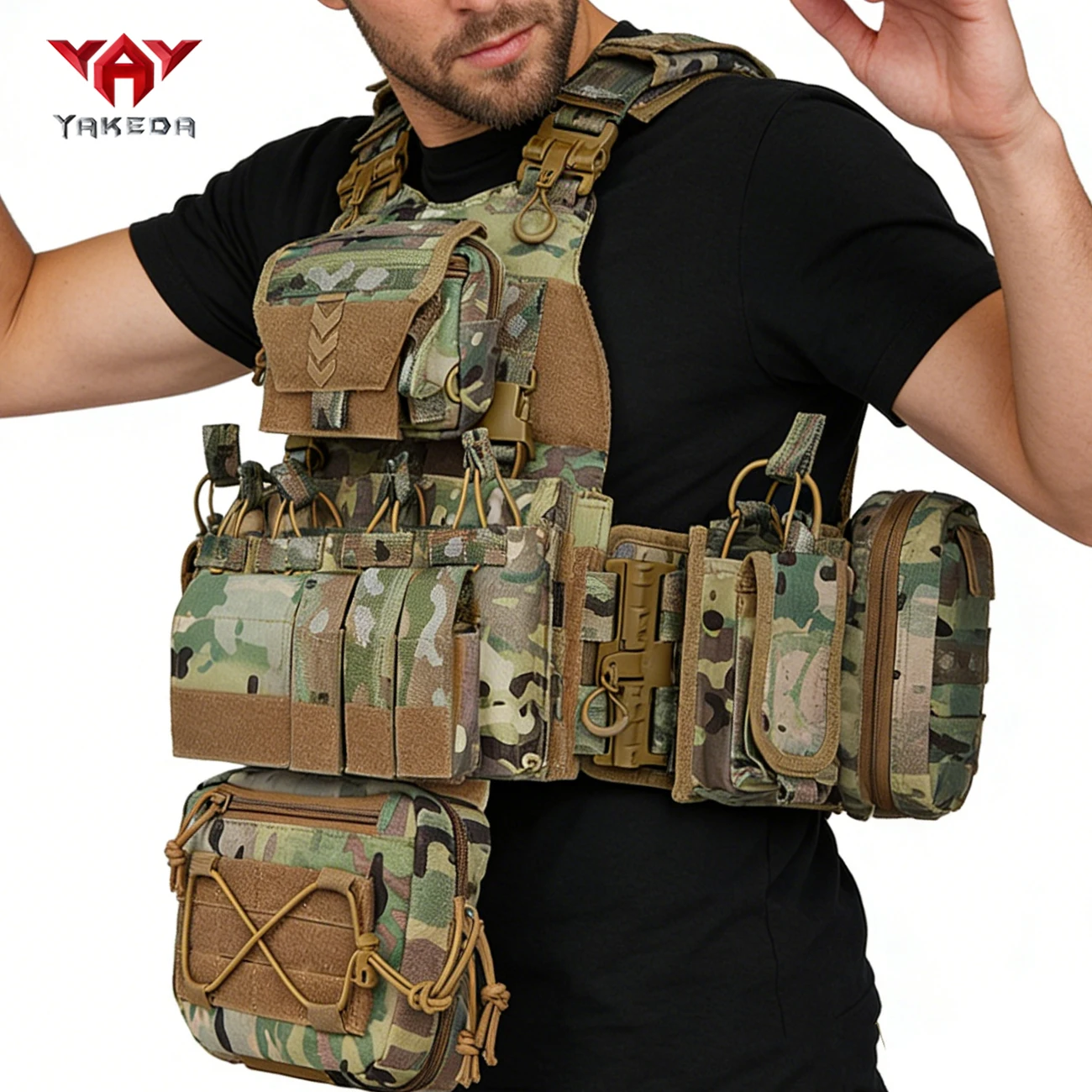 YAKEDA Multi functional full load one click quick release hunting vest double-sided expandable bag with adjustable shoulder stra