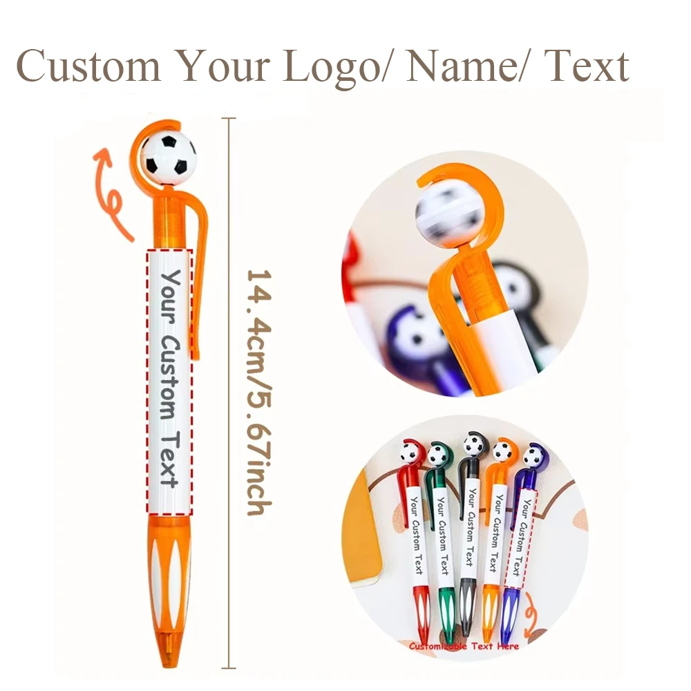 Custom Soccer Ballpoint Pens Personalized Logo/Name Football Shaped Pen Promotional Gifts for School Office Player Coach Student