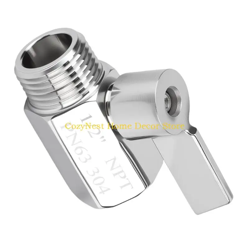 92MF 1/2 to 3/4Inch Six-Sided Threaded Mini Ball Valves with 304 Stainless Steel Construction, Opposing Ends and a Manual Handle