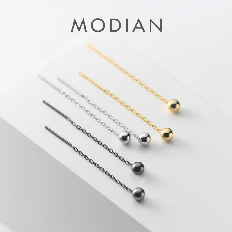 

Modian простые очаровательные Минимализм Дизайн Висячие серьги 100% 925 стерлингового серебра модные длинные висячие серьги для женщин серебряные ювелирные изделия