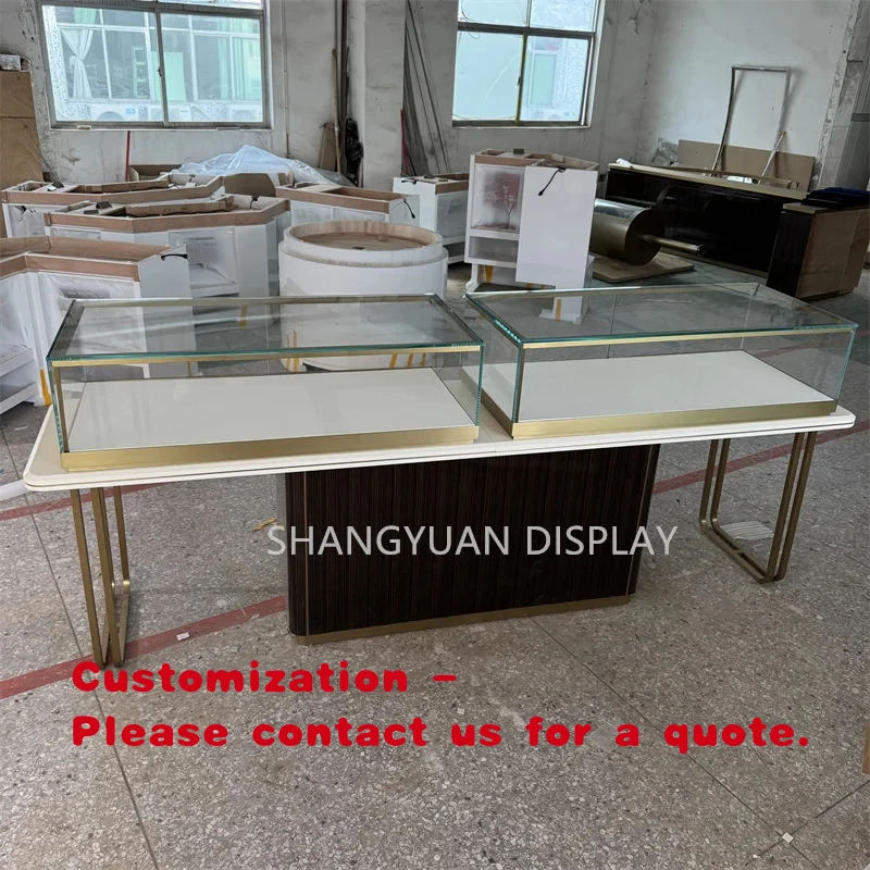 

custom.Trendy Custom Black Paint Jewelry Glass showcase Wooden Jewellery Display Jewelry Retail Display Showcase