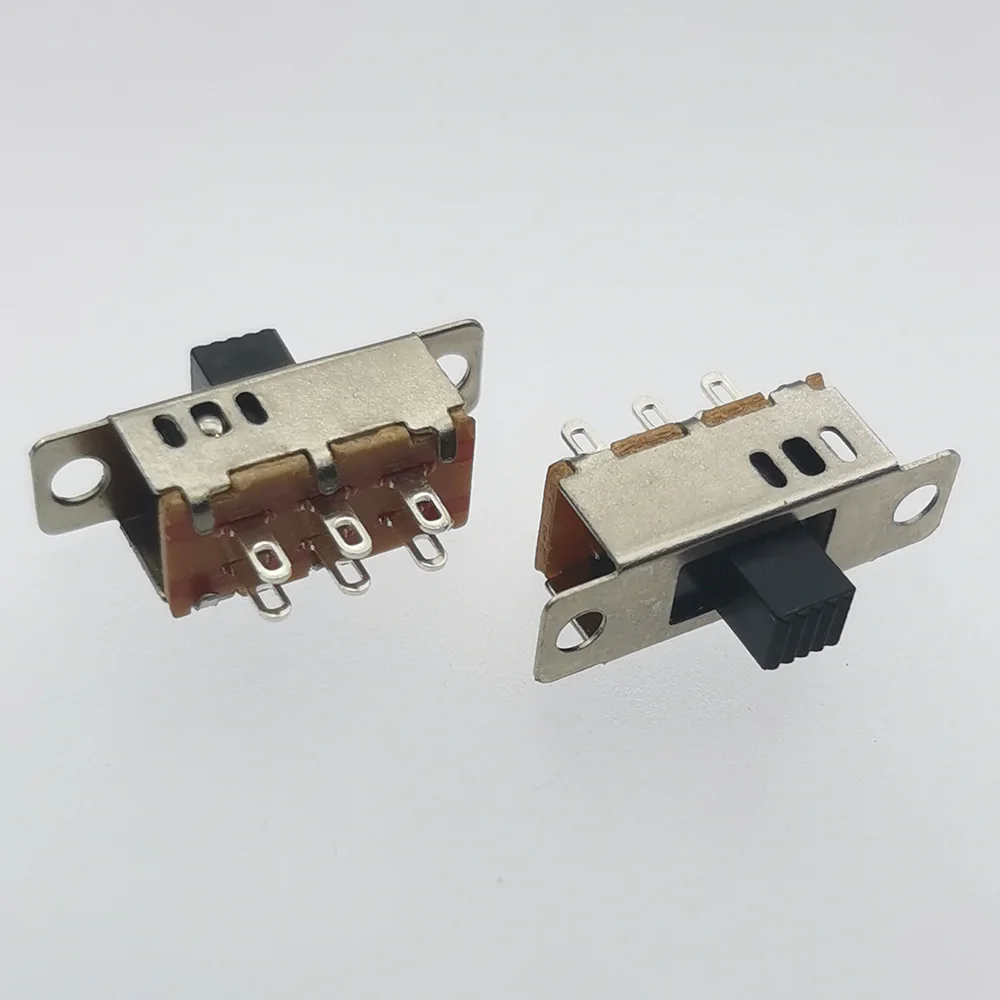 10pcs On-Off 3 Position 6P PCB Panel Slide Switch Panel Mount Vertical Slide Switch 6 Pin Toggle Switch Handle High 5mm