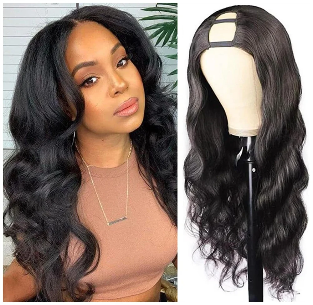 

U Part Human Hair Body Wave Wig For Women Brazilian Machine Made Body Wave U Part Wigs Human Hair Natural Color 180% Density