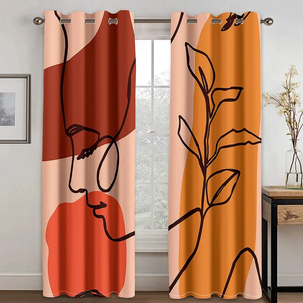 Abstract Art Anthestic Boho Morandi Window Curtains Blinds For Living Room Bedroom Bathroom Kicthen Office Door Home Decor 2Pcs